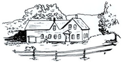 Pen and ink drawing of our 1880s Farmhouse. 
